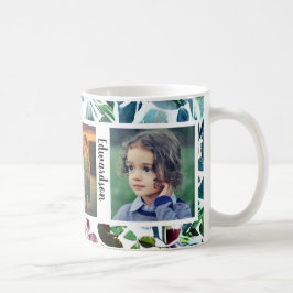 Taza De Café Collage de fotos de la familia floral acuarela mon
