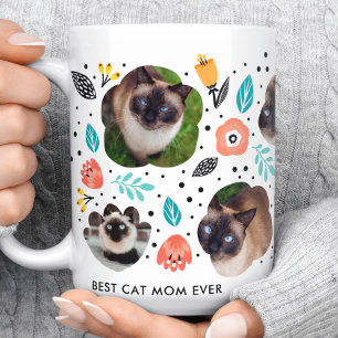 Taza De Café Collage de Fotos de Mascotas Floral Colorido Jardí