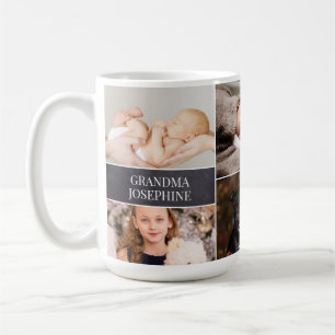Taza De Café Collage de fotos de nombre de abuela personalizado