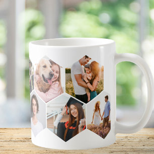 Taza De Café Collage de fotos de patrón de hexágono geométrico