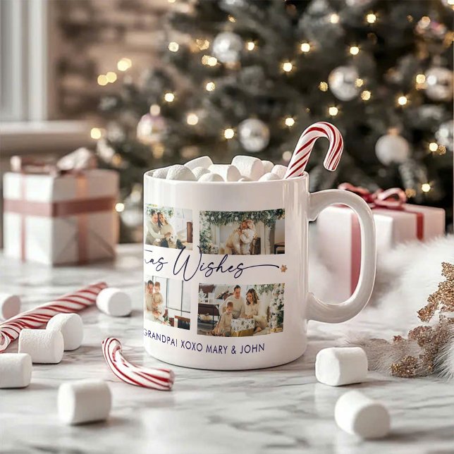 Taza De Café Collage de fotos de Personalizado con guión azul d (Subido por el creador)