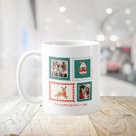 Taza De Café Collage de fotos de sello postal festivo de Navida
