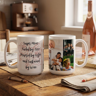 Taza De Café Collage de fotos de Super Mamá personalizado