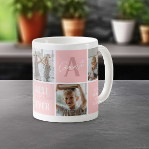 Taza De Café Collage de Fotos de Tía Moderna Rosa