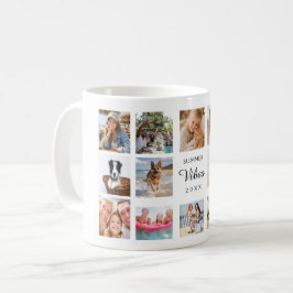 Taza De Café Collage de fotos de vibraciones de verano blanco y