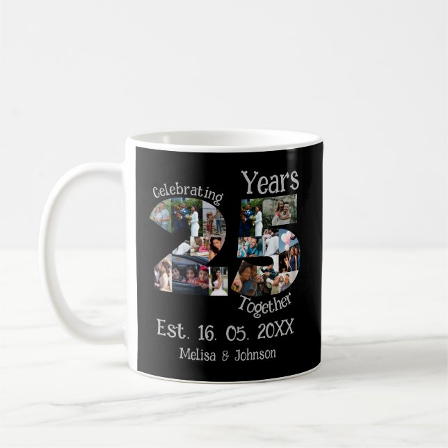 Taza De Café collage de fotos del 25 aniversario del boda del p (Izquierda)