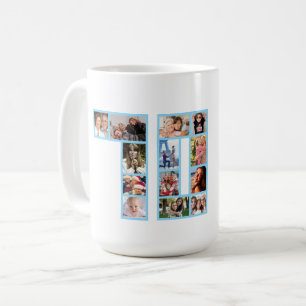 Taza De Café Collage de fotos del 70 cumpleaños Azul
