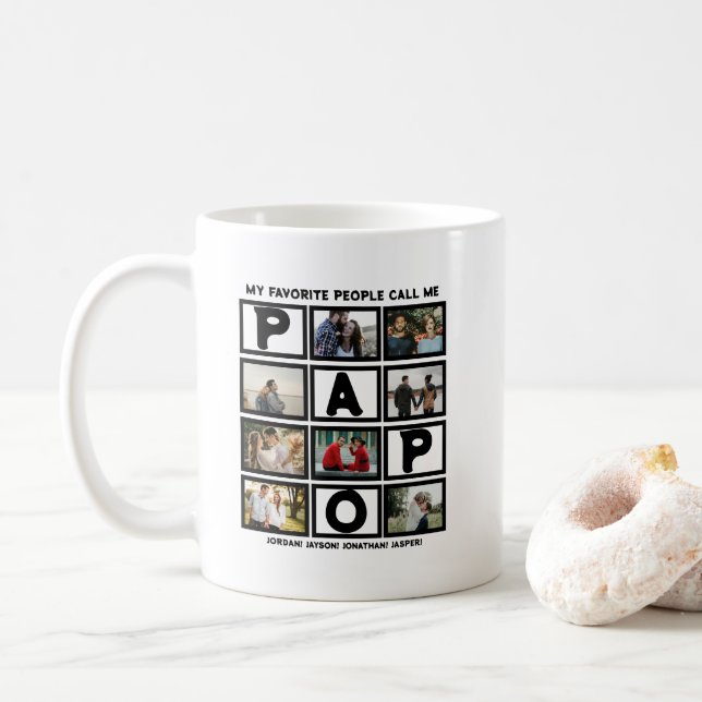 Taza De Café Collage de fotos del abuelo moderno personalizado  (Con donut)
