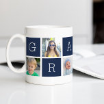 Taza De Café Collage de fotos del abuelo personalizado Grampa<br><div class="desc">Crea un dulce bigote para un querido abuelo este Día del Padre o Día de los Abuelos con este sencillo diseño que incluye seis de tus fotos favoritas de Instagram, dispuestas en un collage con cuadrados alternados en azul marino, que deletrea "Grampa". Personaliza con fotos favoritas de sus nietos para...</div>