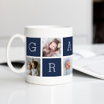 Taza De Café Collage de fotos del abuelo personalizado Grampy<br><div class="desc">Crea un dulce aguijón para un querido abuelo este Día del Padre o Día de los Abuelos con este sencillo diseño que incluye seis de tus fotos favoritas de Instagram, dispuestas en un collage con cuadrados alternados en azul marino, que deletrea "Grampy". Personaliza con fotos favoritas de sus nietos para...</div>