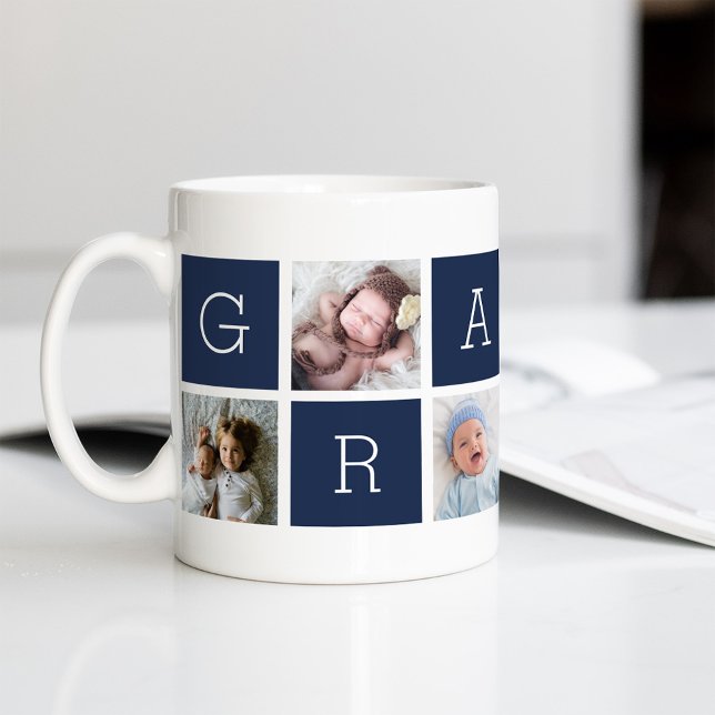 Taza De Café Collage de fotos del abuelo personalizado Grampy (Subido por el creador)