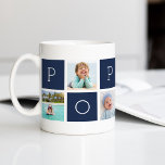 Taza De Café Collage de fotos del abuelo personalizado Poppop<br><div class="desc">Crea un dulce bigote para un querido abuelo este Día del Padre o Día de los Abuelos con este sencillo diseño que incluye seis de tus fotos favoritas de Instagram, dispuestas en un collage con cuadrados alternados en azul marino, que deletrea "Poppop". Personaliza con fotos favoritas de sus nietos para...</div>