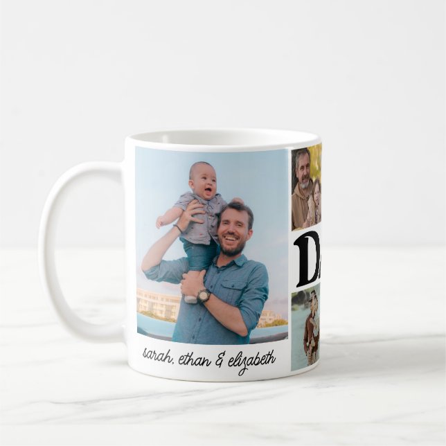 Taza De Café Collage de fotos del Día del Padre Mejor Papá Nunc (Izquierda)