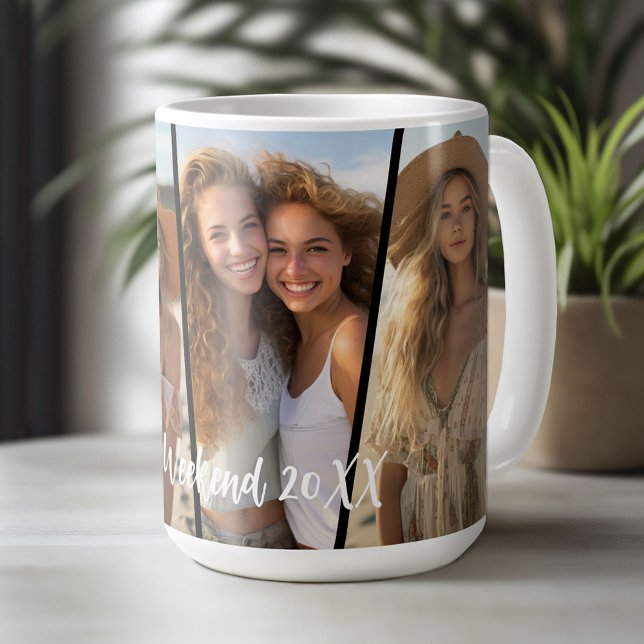 Taza De Café Collage de fotos Diagonal - 4 fotos Fin de semana  (Custom Photo Collage Mug)