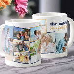 Taza De Café Collage de fotos familiar - Añadir 7 fotos y texto<br><div class="desc">Crea tu propio tazón fotográfico y agrega tu texto personalizado, perfecto para reuniones familiares o fotos de vacaciones. La plantilla de la foto está lista para agregar 7 de sus imágenes favoritas que se muestran automáticamente en un montaje de imagen aleatorio de zigzag. Algunas de tus imágenes están enmarcadas, otras...</div>