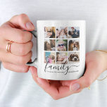 Taza De Café Collage de fotos familiar Cute Happy<br><div class="desc">Moderno y feliz atraco familiar con un collage de fotos de 18 personas,  tu familia y amigos,  y el lindo dicho "la familia es cualquiera que te ame incondicionalmente" en un guión moderno y un tipo de letra sif.</div>