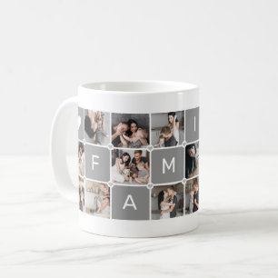 Taza De Café Collage de fotos "Familiar" personalizado moderno