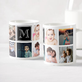 Taza De Café Collage de fotos familiar personalizado Monograma 