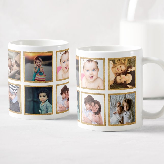 Taza De Café Collage de fotos familiar personalizado oro glamor (Subido por el creador)