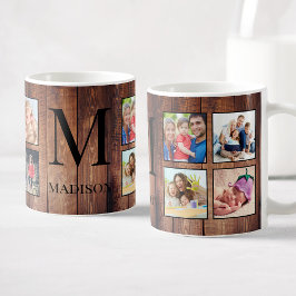 Taza De Café Collage de fotos familiar personalizado recuperó m