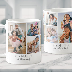 Taza De Café Collage de Fotos Familiares con Nombre Personaliza