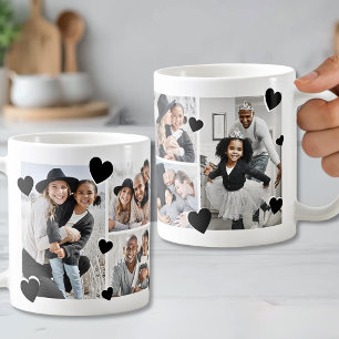 Taza De Café Collage de Fotos Familiares de Corazón Simple Pers