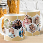 Taza De Café Collage de fotos geométrico 9 Imagen 11oz<br><div class="desc">11oz Fotograma con collage geométrico de fotos usando 9 de tus fotos familiares favoritas. La plantilla de fotos está configurada para que añadas tus imágenes, trabajando en filas de izquierda a derecha, para formar un patrón de peine de miel. El diseño del hexágono es beige y blanco miel - por...</div>