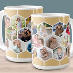 Taza De Café Collage de fotos Honeycomb 17 Imagen 15oz<br><div class="desc">Crea tu propio mosaico fotográfico con un patrón de panal de miel. La plantilla de fotos está configurada para que añadas 17 de tus fotos favoritas de amigos, familia, mascotas, vacaciones, etc. Sus imágenes se mostrarán en forma de hexágono para formar el collage de fotos de las mascotas de miel,...</div>