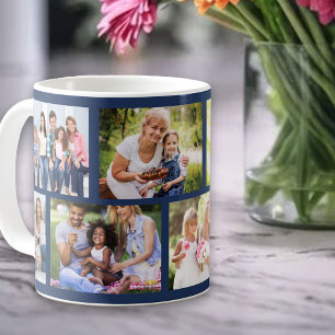 Taza De Café Collage de fotos Masonry Grid Deep Blue 8