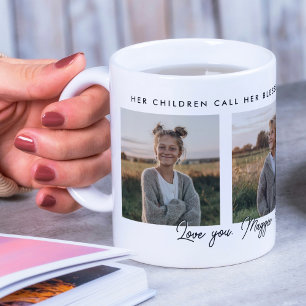 Taza De Café Collage de fotos mínimo de regalo de mamá bendecid