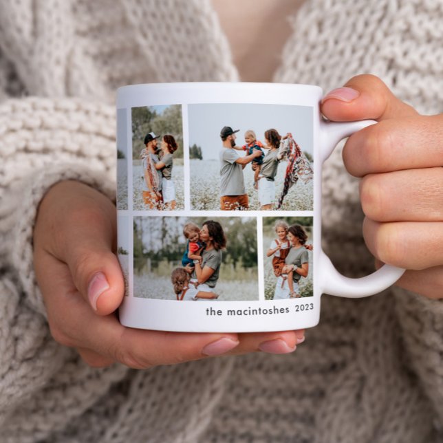 Taza De Café Collage de fotos mínimo simple de 10 (Simple minimal 10 photo collage mug.)