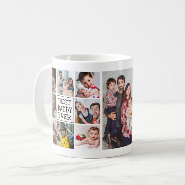 Taza De Café Collage de fotos moderno| Mejor Papi (Anverso izquierdo)