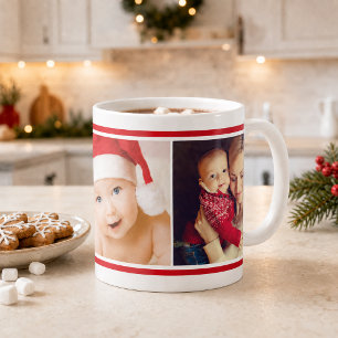 Taza De Café Collage de Fotos Navideñas Clásicas de Red Stripe