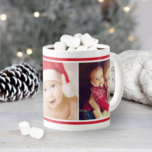 Taza De Café Collage de Fotos Navideñas Clásicas de Red Stripe