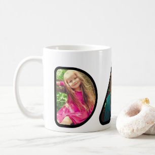 Taza De Café Collage de fotos negro del Día del Padre de Papá