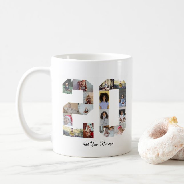 Taza De Café Collage de fotos Número 20 (Con donut)