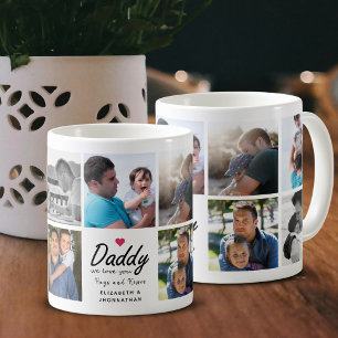Taza De Café Collage de fotos para niños y padre con texto 'Pap