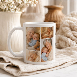 Taza De Café Collage de fotos personalizadas de la abuela | Día