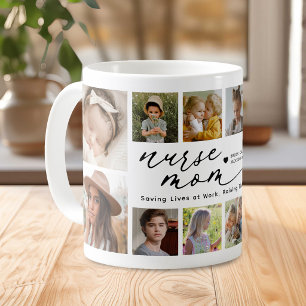 Taza De Café Collage de Fotos Personalizadas Enfermera Mamá