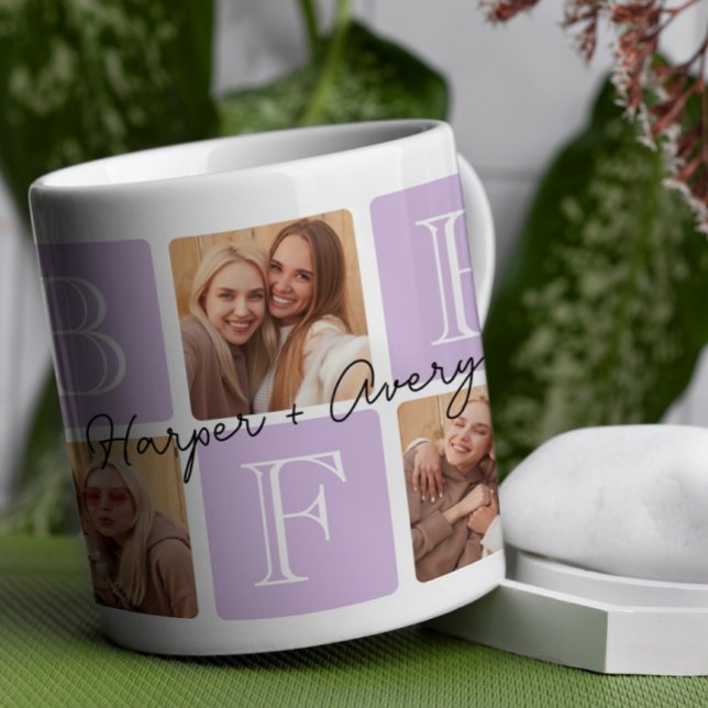 Taza De Café Collage de fotos Personalizado de los Mejores Amig (Celebrate your unbreakable bond with this "Best Friends Forever" photo mug! )