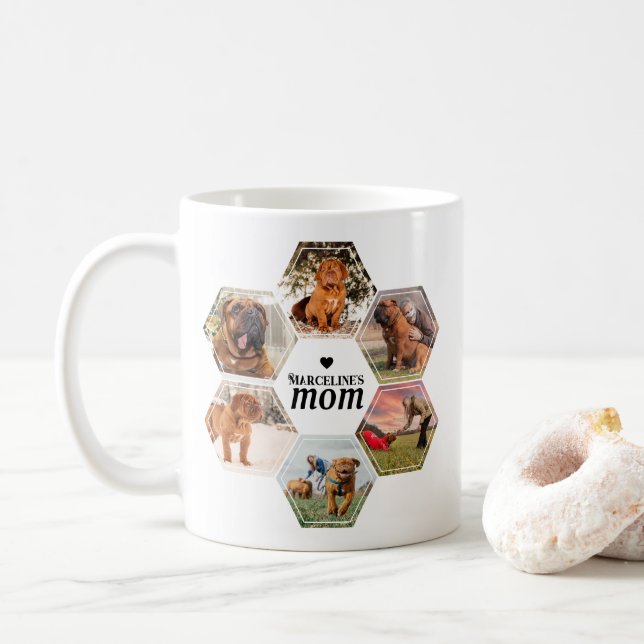 Taza De Café Collage de fotos Personalizado de mamá perro con n (Con donut)