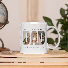 Taza De Café Collage de Fotos Personalizado de PAPÁ de Moda