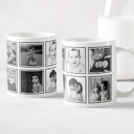 Taza De Café Collage de fotos personalizado Elegante blanco neg