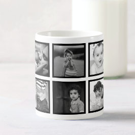 Taza De Café Collage de fotos personalizado Elegante blanco neg