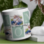 Taza De Café Collage de fotos Personalizado Mom Love 7<br><div class="desc">¡Celebra a mamá con un diseño atemporal y elegante que es tan especial como ella! Esta taza de collage de fotos explica "MOM" en blandos bloques pastel, enmarcando hermosamente tus momentos familiares favoritos. El delicado guión de "¡Te amamos!" agrega un toque de sentido común, lo que lo convierte en el...</div>