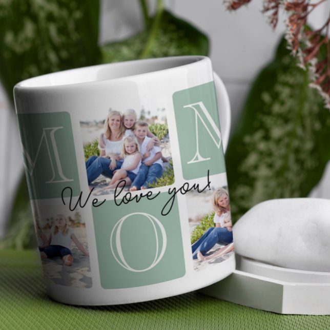 Taza De Café Collage de fotos Personalizado Mom Love 7 (This design is a loving reminder of how much she means every single day. )
