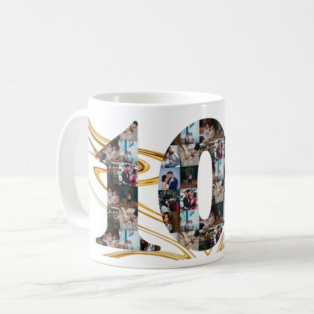 Taza De Café Collage de fotos Regalos de 10 años por año (Anverso izquierdo)