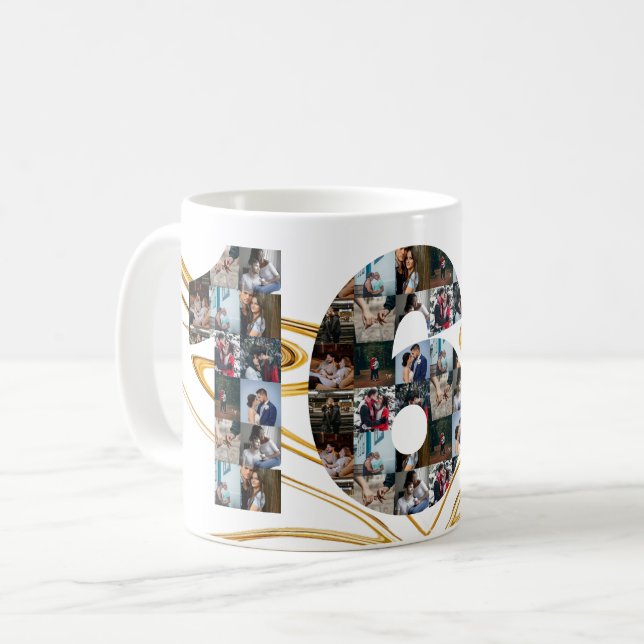 Taza De Café Collage de fotos Regalos de 16 años por año (Anverso izquierdo)