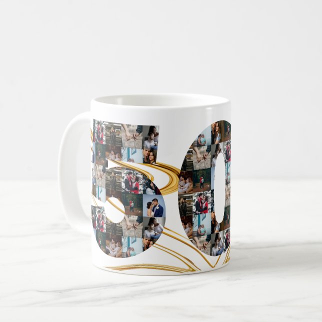 Taza De Café Collage de fotos Regalos de 50 años por año (Anverso izquierdo)