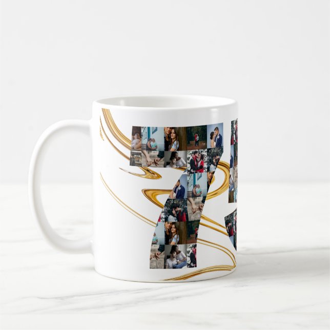 Taza De Café Collage de fotos Regalos de 75 años por año (Izquierda)